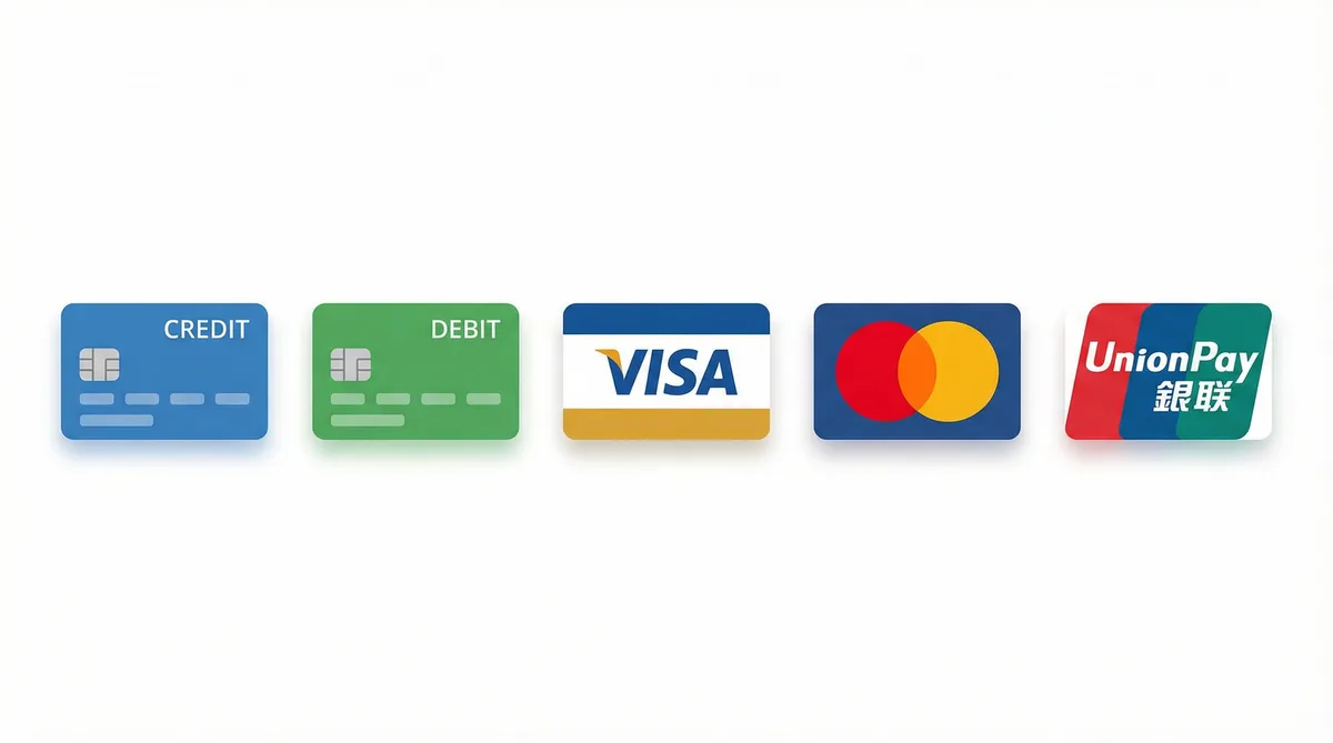 萝莉岛支持的支付方式图标-信用卡借记卡银联维萨万事达
